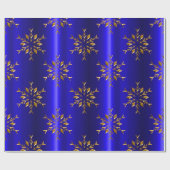 Golden Snowflakes op blauwe kerst Cadeaupapier (Vlak)