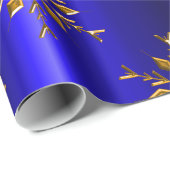 Golden Snowflakes op blauwe kerst Cadeaupapier (Rol Hoek)