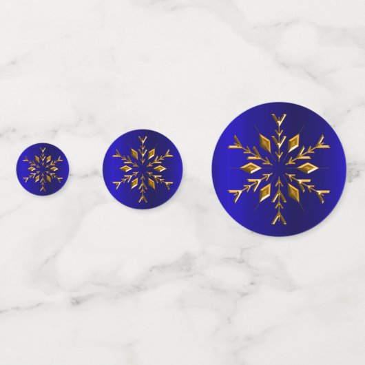 Golden Snowflakes op blauwe kerst Confetti (Achterkanten)