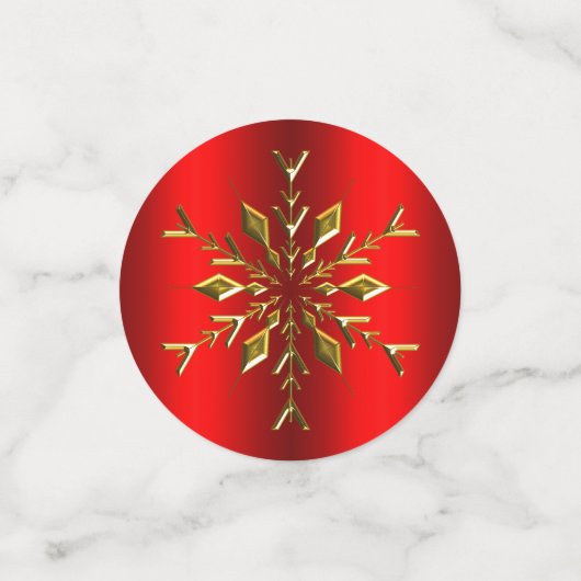 Golden Snowflakes op rode kerst Confetti (Kleine voorkant)