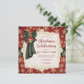 Golden Snowflakes - Uitnodiging voor kerstgedicht (Staand voorkant)