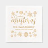  Golden Snowflakes Vrolijk kerstdiner Folie Servetten (Voorkant)
