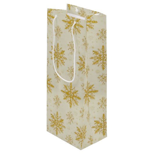 golden snowflakes wijn cadeautas (Voorkant Gekanteld)
