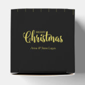 Golden Snowflakes with Christmas Quote on Black Bedankdoosjes (Bovenkant)