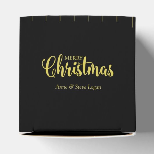 Golden Snowflakes with  Christmas Quote on Black Bedankdoosjes (Bovenkant)