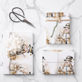 Golden Snowman: Add Elegance to Your Holiday Deco Inpakpapier Vel