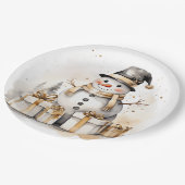 Golden Snowman: Add Elegance to Your Holiday Deco Papieren Bordje (Gekanteld)