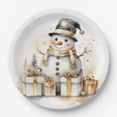 Golden Snowman: Add Elegance to Your Holiday Deco Papieren Bordje (Voorkant)