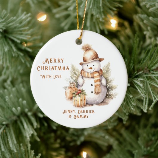 Golden Snowman kerstboom Keramisch Ornament (Boom)