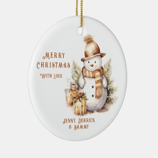 Golden Snowman kerstboom Keramisch Ornament (Rechts)