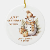 Golden Snowman kerstboom Keramisch Ornament (Voorkant)