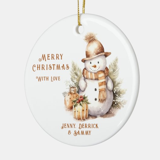 Golden Snowman kerstboom Keramisch Ornament (Links)