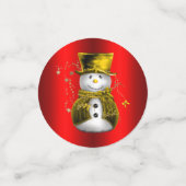 Golden Snowman Red Kerstmis Confetti (Kleine voorkant)