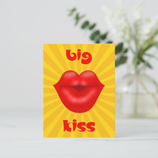 Golden Solar Rays Rode lippen Briefkaart (Staand voorkant)