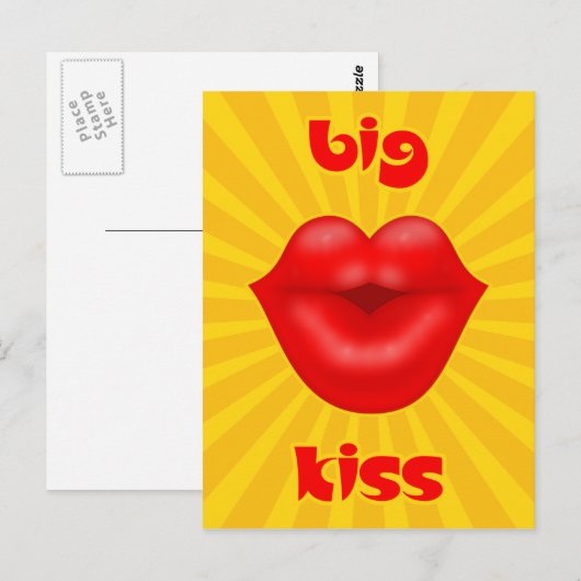 Golden Solar Rays Rode lippen Briefkaart (Voorkant / Achterkant)