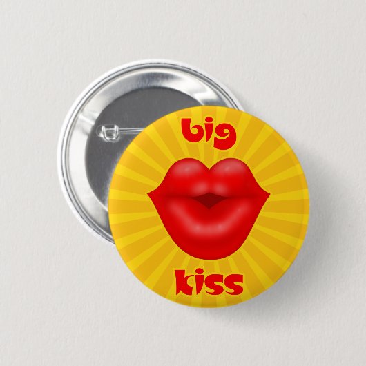 Golden Solar Rays Rode lippen Ronde Button 5,7 Cm (Voorkant /achterkant)