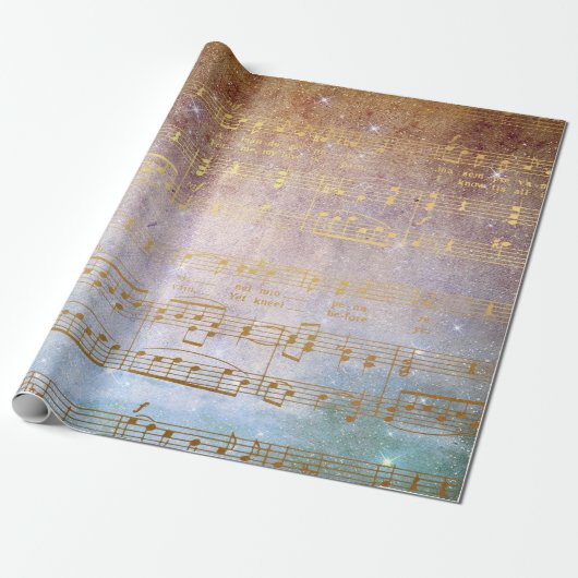 Golden Song Music Matte Wrapping Paper Cadeaupapier (Uitgerold)