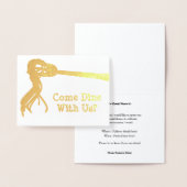 Golden Spaghetti Fork - Aangepaste binnenuitnodigi Folie Kaarten (Display)