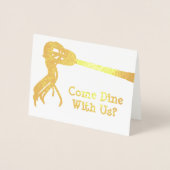 Golden Spaghetti Fork - Aangepaste binnenuitnodigi Folie Kaarten (Voorkant)