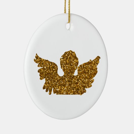 Golden Sparking kerstengel Keramisch Ornament (Rechts)