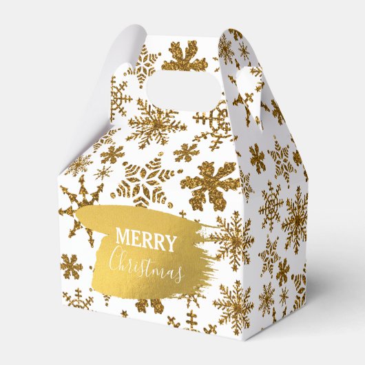 Golden Sparking Snowflakes Merry kerst Bedankdoosjes (Achterkant)