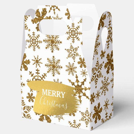 Golden Sparking Snowflakes Merry kerst Bedankdoosjes (Geopend)