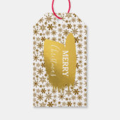 Golden Sparking Snowflakes Merry kerst Cadeaulabel (Voorkant)