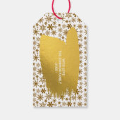 Golden Sparking Snowflakes Merry kerst Cadeaulabel (Achterkant)