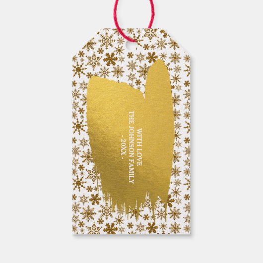 Golden Sparking Snowflakes Merry kerst Cadeaulabel (Achterkant)