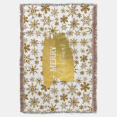 Golden Sparking Snowflakes Merry kerst Deken (Voorkant Verticaal)