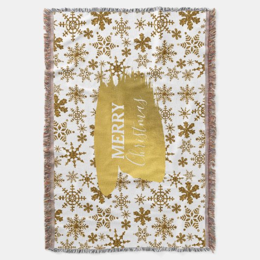 Golden Sparking Snowflakes Merry kerst Deken (Voorkant Verticaal)