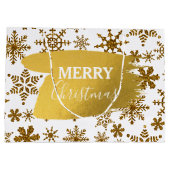 Golden Sparking Snowflakes Merry kerst Groot Cadeauzakje