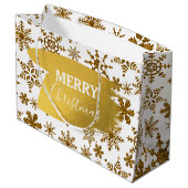 Golden Sparking Snowflakes Merry kerst Groot Cadeauzakje
