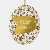Golden Sparking Snowflakes Merry kerst Keramisch Ornament (Rechts)