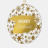 Golden Sparking Snowflakes Merry kerst Keramisch Ornament (Links)