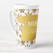 Golden Sparking Snowflakes Merry kerst Latte Mok (Linkerhoek)