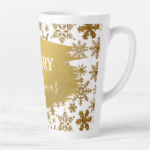 Golden Sparking Snowflakes Merry kerst Latte Mok (Rechts)