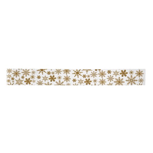 Golden Sparking Snowflakes Merry kerst Satijnen Lint (Voorkant)