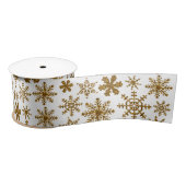 Golden Sparking Snowflakes Merry kerst Satijnen Lint (Spoel)