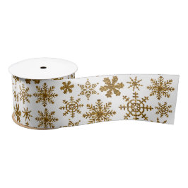 Golden Sparking Snowflakes Merry kerst Satijnen Lint