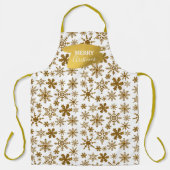 Golden Sparking Snowflakes Merry kerst Schort (Voorkant)