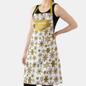 Golden Sparking Snowflakes Merry kerst Schort (Insitu)