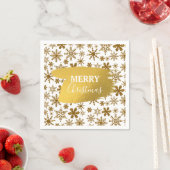 Golden Sparking Snowflakes Merry kerst Servet (Insitu)