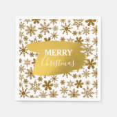 Golden Sparking Snowflakes Merry kerst Servet (Voorkant)