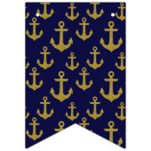 Golden Sparkle Anchor Navy Blue Sailing Nautical Vlaggetjes (Tweede vlag)