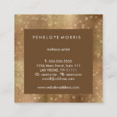 Golden Sparkle Beauty Stylist Square Business Card Vierkante Visitekaartje (Achterkant)