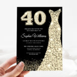 Golden Sparkle Dress 40th Birthday Party Black Kaart<br><div class="desc">Golden Sparkle Dress 40th Birthday Party Black Invitation Variations to the uitnodiging and matching items in onze winkel</div>