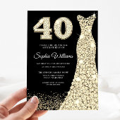 Golden Sparkle Dress 40th Birthday Party Black Kaart