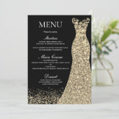 Golden Sparkle Dress Black Birthday Party Bridal Menu (Staand voorkant)