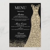 Golden Sparkle Dress Black Birthday Party Bridal Menu (Voorkant)